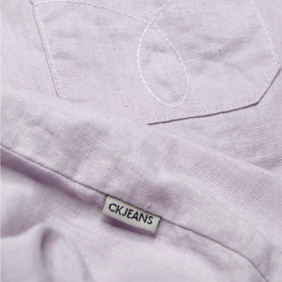 Calvin Klein Lilac Sleeveless button down shirt cotton and linen blend - Picture 2 of 3